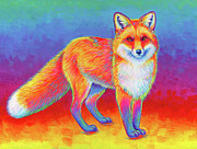 Rainbow Red Fox Painting by Rebecca Wang