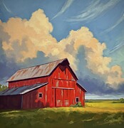 Red Barn Summer Painting by Michael Boehl