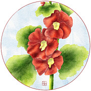 Red Hollyhock in Bloom Digital Art by Snow Iris Studio