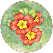 Red Primrose Blossoms Digital Art by Snow Iris Studio