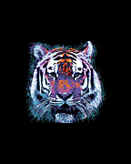 Retro 80s Tiger Face Splatter Paint Digital Art by Flippin Sweet Gear