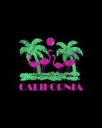 Retro California Pink Flamingos Digital Art by Flippin Sweet Gear