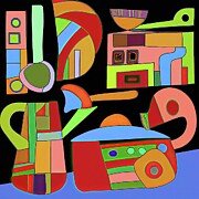 Retro Kitchen Abstract Forms Digital Art by Tatiana Travelways