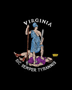 Retro Seal of Virginia Sic Semper Tyrannis Digital Art by Flippin Sweet Gear
