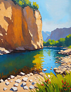 River cliffs - Crisul Repede in Suncuius, Romania - digital painting Digital Art by Nicko Prints
