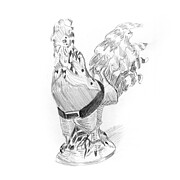 Rooster Figure Still Life Drawing by Michel Cruz-Garcia