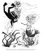 Running Out Of Air Drawing by Warren Miller