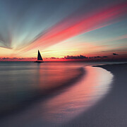 Sail Boat Glides Into The Sunset 1 Digital Art by Gian Smith