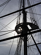 Sailing ship rigging backlit by sun Photograph by Charles Floyd