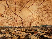 Salinas, California - panorama and map of the central part Digital Art by Nicko Prints