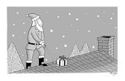 Santa's Golfing Drawing by Felipe Galindo