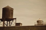 Sepia Serenity Water Towers in New York Photograph by Travel Essayist