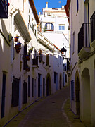 Sitges Spain Narrow Street Print Mediterranean White Alley Color Fine Art Photography Photograph by Travel Essayist