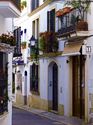 Sitges Spain Street Print Historic Architecture and Narrow Alley Color Fine Art Photography Photograph by Travel Essayist