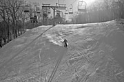 Skiing Down Rivershot Black And White Photograph by Adam Jewell