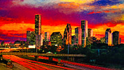 Skyline of downtown Houston, Texas, in the evening Digital Art by Nicko Prints