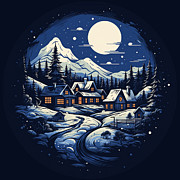 Snow Covered Village Digital Art by Annalisa Rivera-Franz