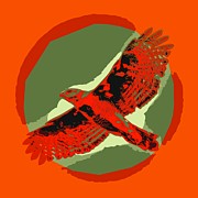 Soaring hawk abstract Mixed Media by David McKinney