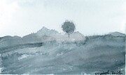 Solitude, Monochromatic Landscape Painting by Elizabeth Reich