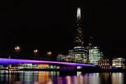 South Bank and London Bridge illuminated at night Photograph by Charnwood Photography Fine Art