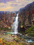 Southern Falls, New Zealand Painting by Trask Ferrero