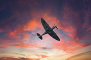 Spitfire flying at sunset Photograph by Andrew Lalchan