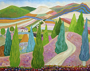 Spruces And Lavender Blues Painting by Angeles M Pomata