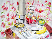 Still Life with Bottle and Candle Painting by Michel Cruz-Garcia