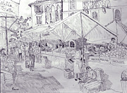 Street Market in Venice Drawing by Sheila Parsons