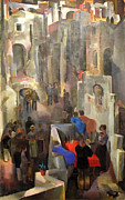 Street music in an old Italian town by Aba-Novak Vilmos - Hungarian painters Painting by Aba-Novak Vilmos