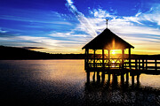 Sunrise Through Gazebo Overlooking Tranquil Lake Photograph by NorthEast Creativity