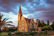 Sunset above Christchurch, a historic lutheran church in Windhoek, Namibia Photograph by Miroslav Liska