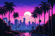 Sunset in LA, 02 Painting by AM FineArtPrints