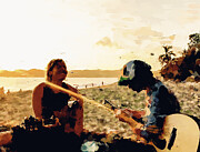 Sunset musical leisure at the beach Digital Art by Gradify Creations