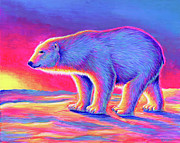 Sunset Polar Bear Painting by Rebecca Wang
