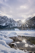 Sunstar Reflections on Frozen Mountain Pool Photograph by Charnwood Photography Fine Art