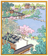 Suzhou Gardens III - Blue Tones Painting by Sun Chuanzhe