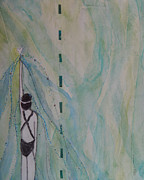 Swim Love 2. Vertical Mixed Media by Mary Conner