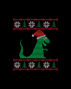 T-Rex Santa Ugly Christmas Sweater Digital Art by Flippin Sweet Gear