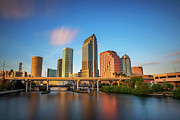 Tampa skyline at sunset with Hillsborough river in the foreground Photograph by Miroslav Liska