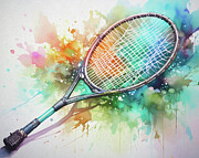 Tennis Racket Paint Splash Painting by Dan Sproul