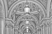 Thomas Jefferson Ceiling BW Photograph by Susan Candelario