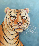 Tiger in Blue Painting by Lucia Stewart