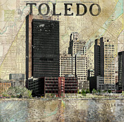 Toledo Ohio Mixed Media Skyline Mixed Media by Dan Sproul