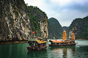 Traditional Vietnamese Junk Sailing Boats on Halong Bay Photograph by Rebecca Herranen