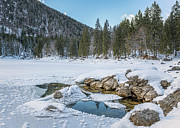 Tree Lined Mountain Lake With Dusting of Snow Photograph by Charnwood Photography Fine Art