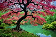 Tree Painting of Japanese Maple Tree Digital Art by Nature Oil Painting