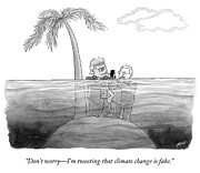 Tweeting that Climate Change is Fake Drawing by Tom Toro