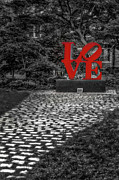 U-Penn Love Sculpture BW Photograph by Susan Candelario