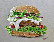 Vegan Burger Drawing by Marlene Little